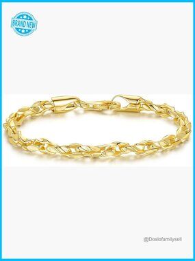 14K Gold Braided Chain Bracelet Dainty Modern Stackable Unisex Luxury